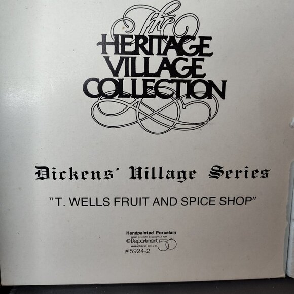 Dept 56 Heritage Village Dickens' Village Series T. Wells Fruit & Spice Shop Box - Picture 3 of 9